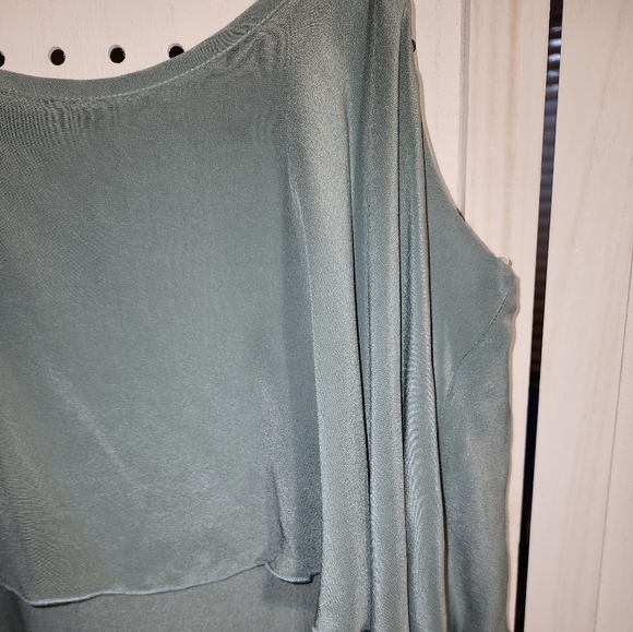 Glam Large 100% Silk Sleeveless mini Slip Dress Green - Picture 5 of 8